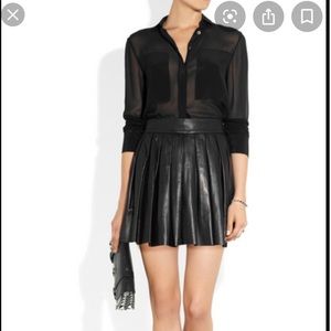 Alice Olivia mini leather pleated skirt